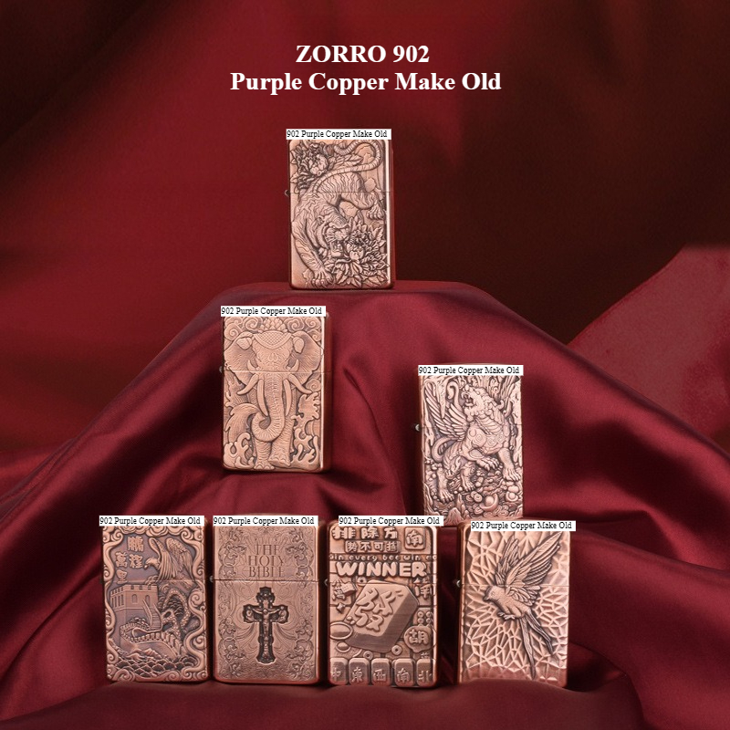 Lighter Insert Zippo - ZORRO 902 Tembaga Ungu Buatan Tangan